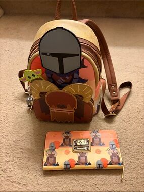 Loungefly The Mandalorian Brown & Tan Mini Backpack